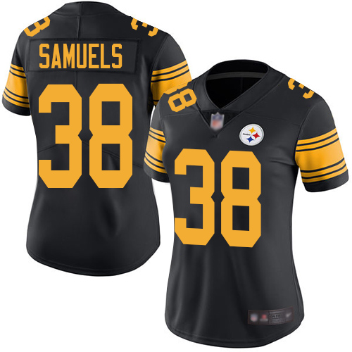 Women Pittsburgh Steelers Football 38 Limited Black Jaylen Samuels Rush Vapor Untouchable Nike NFL Jersey